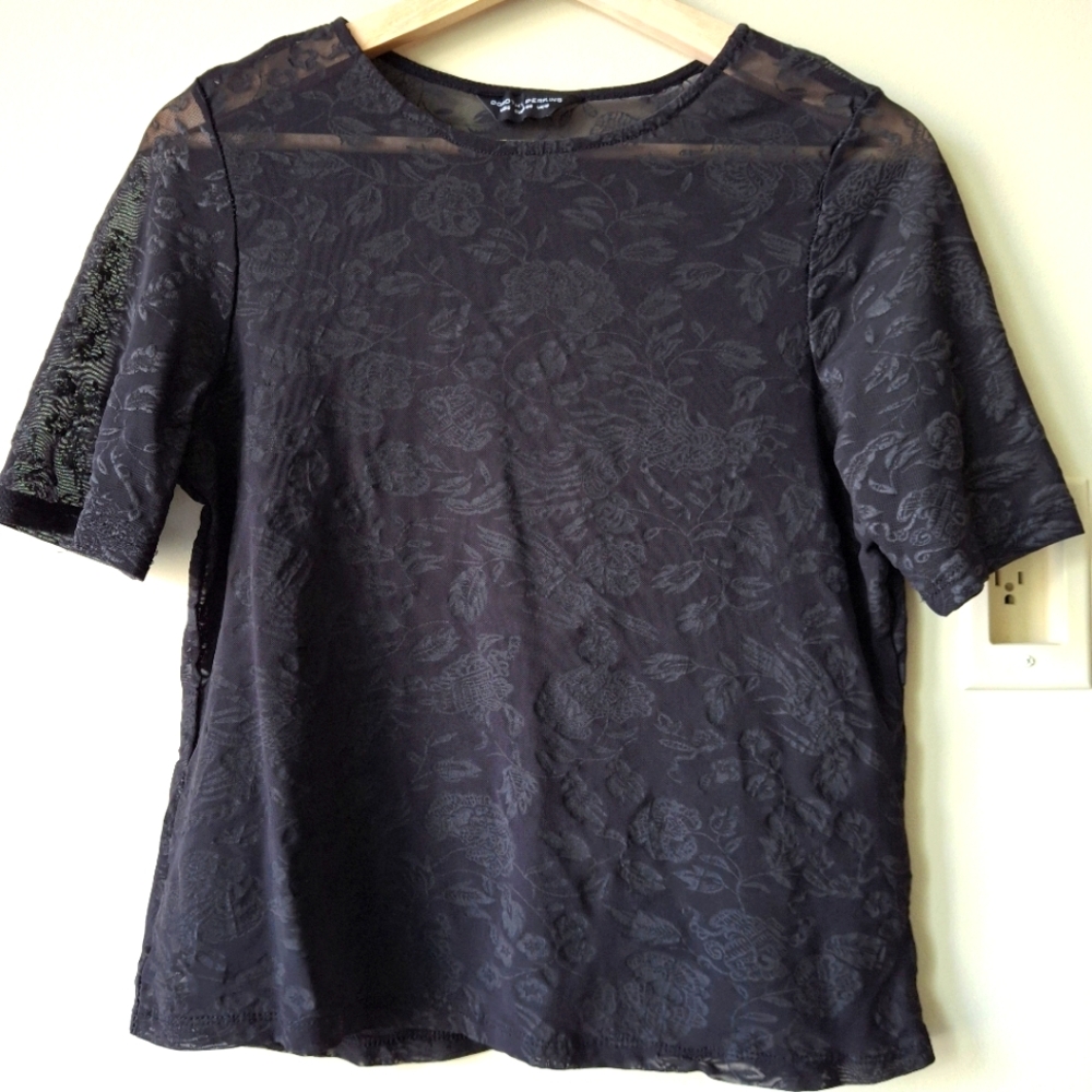 Dorothy Perkins Black Floral Lace Blouse - 6